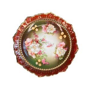 Moritz Zdekauer (MZ) Austria Pink Floral Design Hand-painted Porcelain Plate